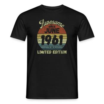 Awesome since June 1961 - Geburtstag - Männer T-Shirt - Schwarz - Vorne - AI Model Male 178 light (178cm)