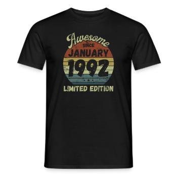Awesome since January 1992 - Geburtstag - Männer T-Shirt - Schwarz - Vorne - AI Model Male 178 light (178cm)
