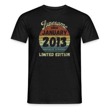 Awesome since January 2013 - Geburtstag - Männer T-Shirt - Schwarz - Vorne - AI Model Male 178 light (178cm)