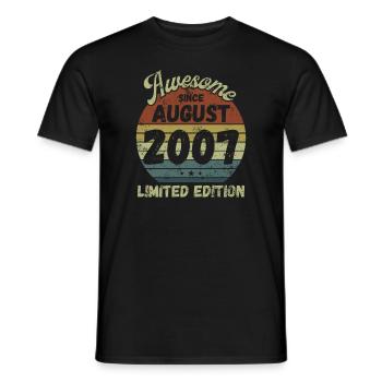 Awesome since August 2007 - Geburtstag - Männer T-Shirt - Schwarz - Vorne - AI Model Male 178 light (178cm)