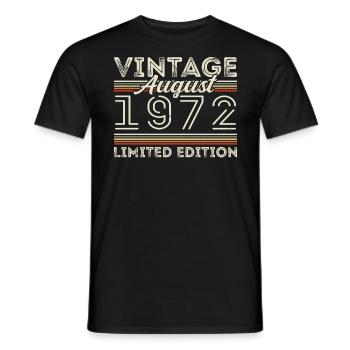 Août 1972 Légende depuis août 1972 Millésime 1972 - T-shirt homme - noir - Devant - AI Model Male 178 light (178cm)