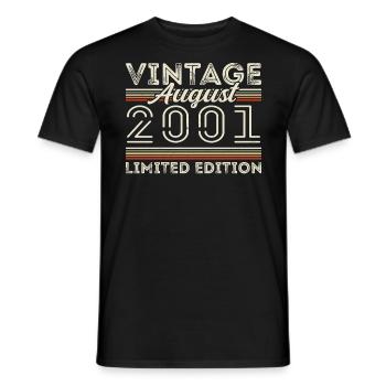 Août 2001 Légende depuis Août 2001 Millésime 2001 - T-shirt homme - noir - Devant - AI Model Male 178 light (178cm)
