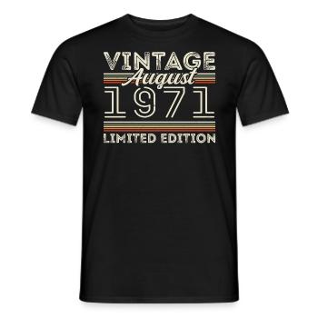August 1971 Legend since August 1971 Vintage 1971 - Men's T-Shirt - black - Front - AI Model Male 178 light (178cm)
