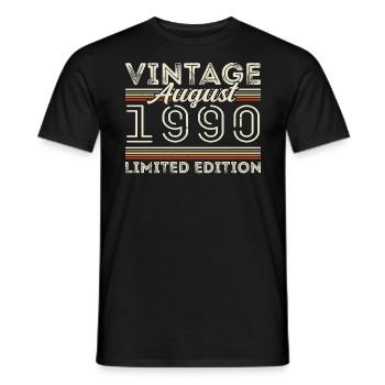 August 1990 Legende seit August 1990 Vintage 1990 - Männer T-Shirt - Schwarz - Vorne - AI Model Male 178 light (178cm)