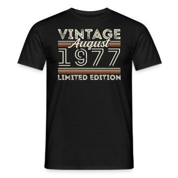 Août 1977 Légende depuis août 1977 Millésime 1977 - T-shirt homme - noir - Devant - AI Model Male 178 light (178cm)