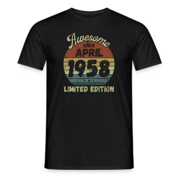 Awesome since April 1958 - Birthday - Men's T-Shirt - black - Front - AI Model Male 178 light (178cm)