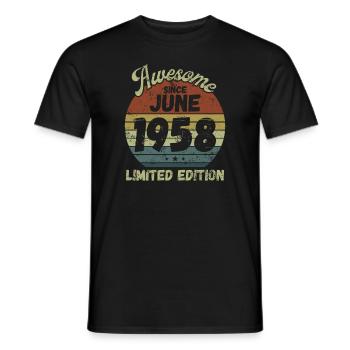 Awesome since June 1958 - Birthday - Men's T-Shirt - black - Front - AI Model Male 178 light (178cm)