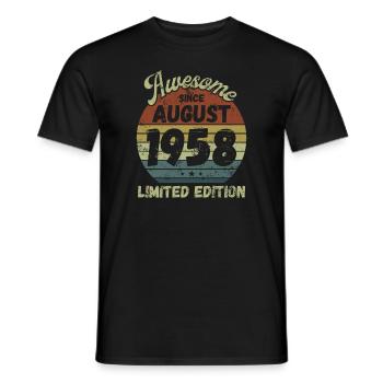 Awesome since August 1958 - Geburtstag - Männer T-Shirt - Schwarz - Vorne - AI Model Male 178 light (178cm)