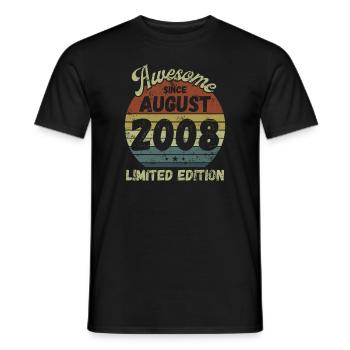 Awesome since August 2008 - Geburtstag - Männer T-Shirt - Schwarz - Vorne - AI Model Male 178 light (178cm)