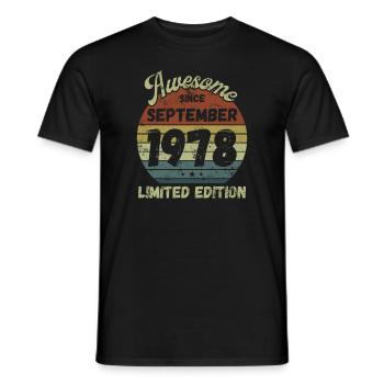 Awesome since September 1978 - Birthday - Men's T-Shirt - black - Front - AI Model Male 178 light (178cm)