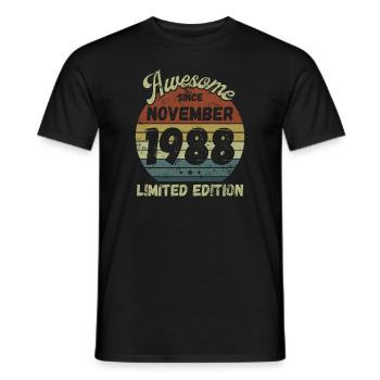 Awesome since November 1988 - Birthday - Men's T-Shirt - black - Front - AI Model Male 178 light (178cm)