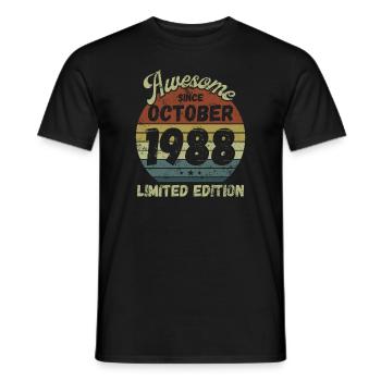 Awesome since October 1988 - Birthday - Men's T-Shirt - black - Front - AI Model Male 178 light (178cm)