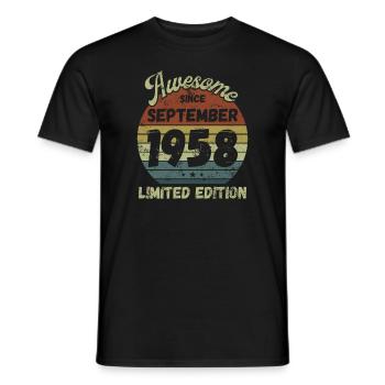 Awesome since September 1958 - Birthday - Men's T-Shirt - black - Front - AI Model Male 178 light (178cm)
