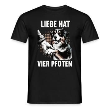 Liebe hat Vier Pfoten Australian Shepherd Aussie - Männer T-Shirt - Schwarz - Vorne - AI Model Male 178 light (178cm)