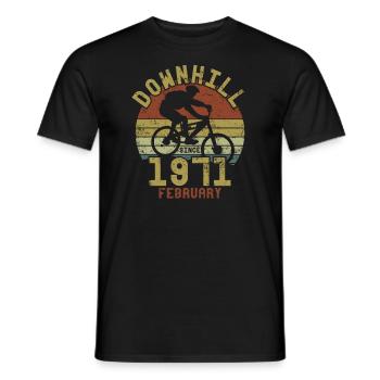 Birthday Downhill Bike Bike February 1971 - Men's T-Shirt - black - Front - AI Model Male 178 light (178cm)