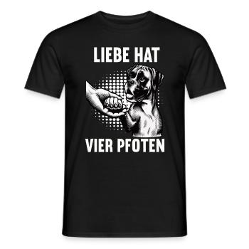 Liebe hat Vier Pfoten Boxer Boxerhalter Boxerhund - Männer T-Shirt - Schwarz - Vorne - AI Model Male 178 light (178cm)