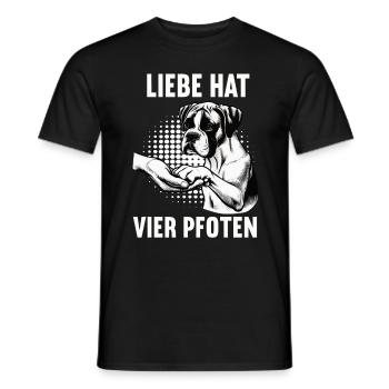 Liebe hat Vier Pfoten Boxer Boxerhalter Boxerhund - Männer T-Shirt - Schwarz - Vorne - AI Model Male 178 light (178cm)