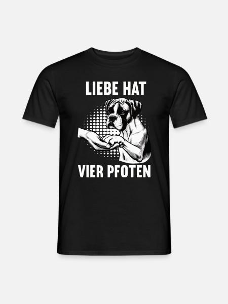 Liebe hat Vier Pfoten Boxer Boxerhalter Boxerhund - Männer T-Shirt - Schwarz