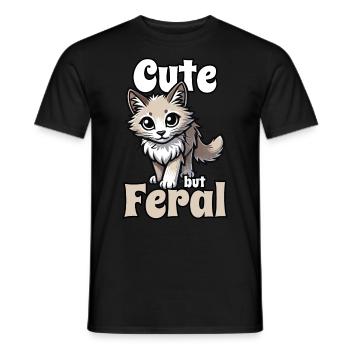 Niedliche, aber wilde Katze Lustig Entzückende Mieze Kavaii - Männer T-Shirt - Schwarz - Vorne - AI Model Male 178 light (178cm)