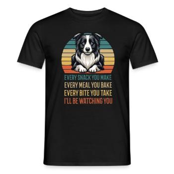 Chaque collation que vous préparez Border Collie - T-shirt homme - noir - Devant - AI Model Male 178 light (178cm)