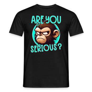 Funny Monkey: Are You Serious? Saying - Men's T-Shirt - black - Front - AI Model Male 178 light (178cm)
