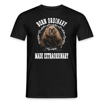 Born Ordinary Made Extraordinary: Powerful Bear - Men's T-Shirt - black - Front - AI Model Male 178 light (178cm)