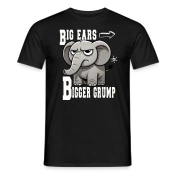 Big Ears Bigger Grump: Fun elephant design - Men's T-Shirt - black - Front - AI Model Male 178 light (178cm)