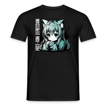 Anime Manga Girl // Post-Con Depression // AS008 - Men's T-Shirt - black - Front - AI Model Male 178 light (178cm)