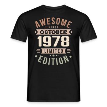 Légende Depuis Octobre 1978 Anniversaire Octobre 1978 - T-shirt homme - noir - Devant - AI Model Male 178 light (178cm)