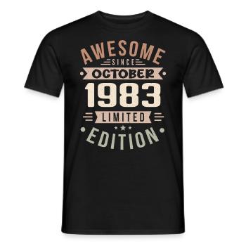 Légende Depuis Octobre 1983 Anniversaire Octobre 1983 - T-shirt homme - noir - Devant - AI Model Male 178 light (178cm)
