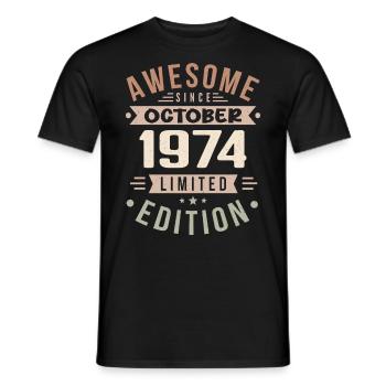 Légende Depuis Octobre 1974 Anniversaire Octobre 1974 - T-shirt homme - noir - Devant - AI Model Male 178 light (178cm)