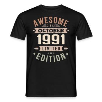 Légende Depuis Octobre 1991 Anniversaire Octobre 1991 - T-shirt homme - noir - Devant - AI Model Male 178 light (178cm)