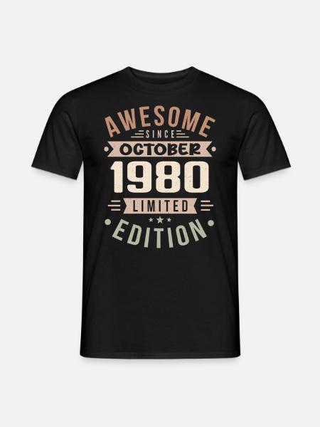 Légende Depuis Octobre 1980 Anniversaire Octobre 1980 - T-shirt homme - noir