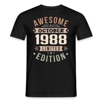 Legend Since October 1988 Birthday October 1988 - Men's T-Shirt - black - Front - AI Model Male 178 light (178cm)