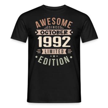 Legend Since October 1992 Birthday October 1992 - Men's T-Shirt - black - Front - AI Model Male 178 light (178cm)