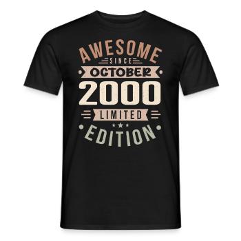 Légende depuis Octobre 2000 Anniversaire Octobre 2000 - T-shirt homme - noir - Devant - AI Model Male 178 light (178cm)
