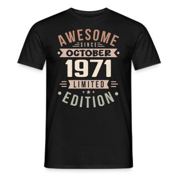 Légende Depuis Octobre 1971 Anniversaire Octobre 1971 - T-shirt homme - noir - Devant - AI Model Male 178 light (178cm)