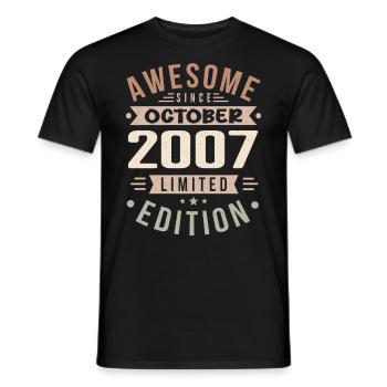 Legend since October 2007 Birthday October 2007 - Men's T-Shirt - black - Front - AI Model Male 178 light (178cm)