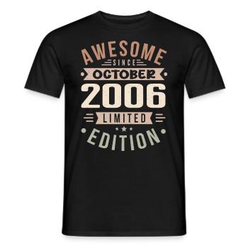 Legend since October 2006 Birthday October 2006 - Men's T-Shirt - black - Front - AI Model Male 178 light (178cm)