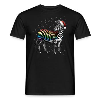 Rainbow Zebra with Santa Hat - Men's T-Shirt - black - Front - AI Model Male 178 light (178cm)