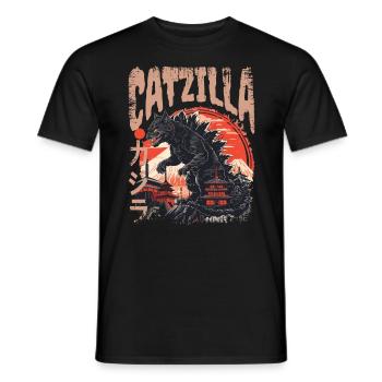 Catzilla Chat japonais vintage - T-shirt homme - noir - Devant - AI Model Male 178 light (178cm)