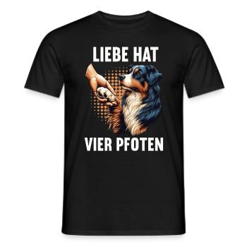 Liebe hat Vier Pfoten Australian Shepherd Aussie - Männer T-Shirt - Schwarz - Vorne - AI Model Male 178 light (178cm)