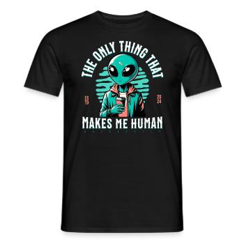 The only thing that makes me human - coffee - Men's T-Shirt - black - Front - AI Model Male 178 light (178cm)