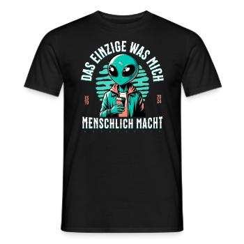 La seule chose qui me rend humain - le café extraterrestre - T-shirt homme - noir - Devant - AI Model Male 178 light (178cm)