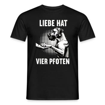 Liebe hat Vier Pfoten Deutsche Dogge Doggen - Männer T-Shirt - Schwarz - Vorne - AI Model Male 178 light (178cm)