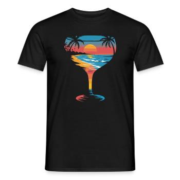 Summer sunset in cocktail glass - Men's T-Shirt - black - Front - AI Model Male 178 light (178cm)