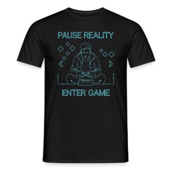 Pause Reality - Enter Game - Men's T-Shirt - black - Front - AI Model Male 178 light (178cm)