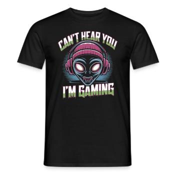 Je ne t’entends pas, je joue – Alien Gamer Design - T-shirt homme - noir - Devant - AI Model Male 178 light (178cm)