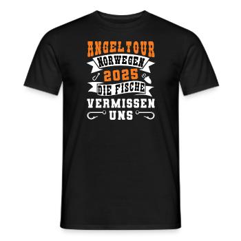 Die Fische Vermissen Uns Angel Tour Norwegen 2025 - Männer T-Shirt - Schwarz - Vorne - AI Model Male 178 light (178cm)