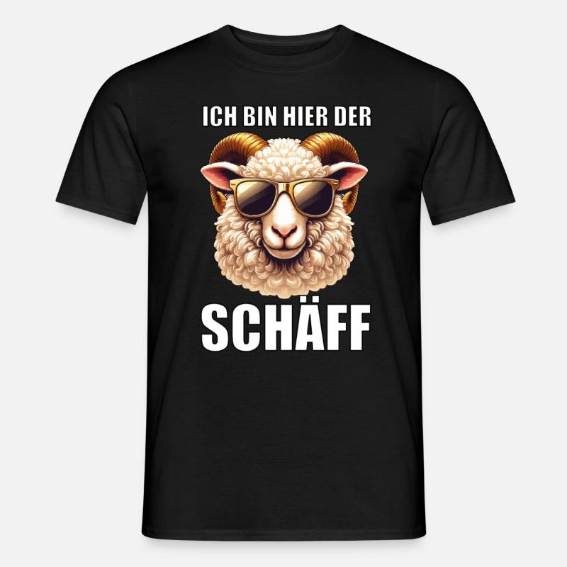 Ich Bin Hier Der Schäff Schaf Schafe Schäfer Mäh - Männer T-Shirt - Schwarz